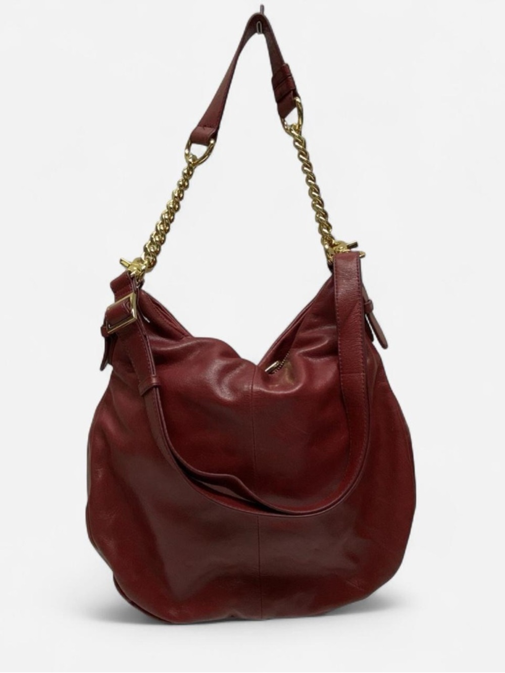 NWT Badgley Mischka Connie Leather Hobo Burgundy Bag - Picture 3 of 5